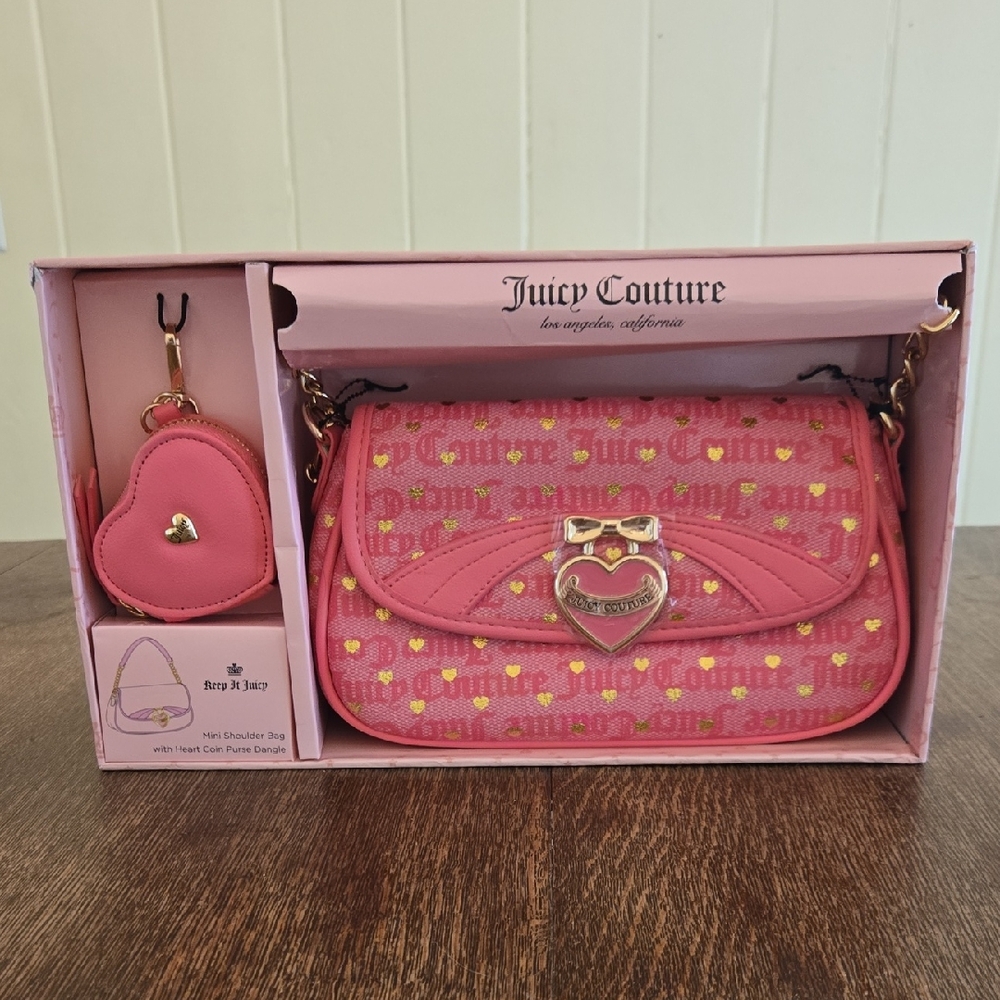 Juicy Couture Pink Mini Shoulder Bag and Heart Shaped Coin Purse